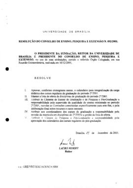 Resolução do Conselho de Ensino, Pesquisa e Extensão nº 0092/2001
