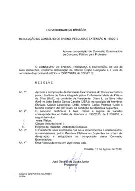 Resolução do Conselho de Ensino, Pesquisa e Extensão nº 0150/2010