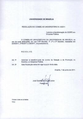 Resolução do Conselho Universitário nº 0009/2011