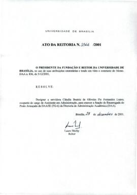 Ato da Reitoria nº 1566/2001