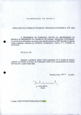 Resolução do Conselho de Ensino, Pesquisa e Extensão nº 0022/2003