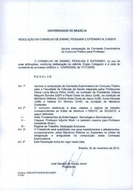 Resolução do Conselho de Ensino, Pesquisa e Extensão Nº 0219/2010