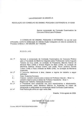 Resolução do Conselho de Ensino, Pesquisa e Extensão nº 0511/2009