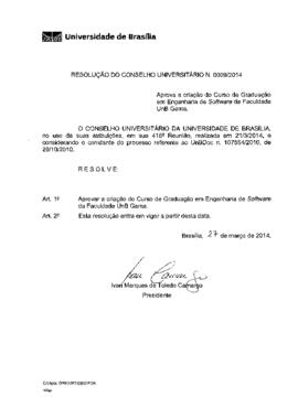 Resolução do Conselho Universitário nº 0009/2014