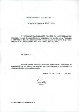 Ato da Reitoria nº 0930/2002