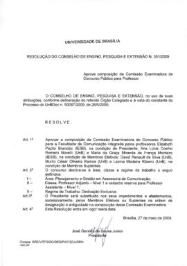 Resolução do Conselho de Ensino, Pesquisa e Extensão nº 0351/2009