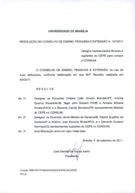 Resolução do Conselho de Ensino, Pesquisa e Extensão nº 0147/2011