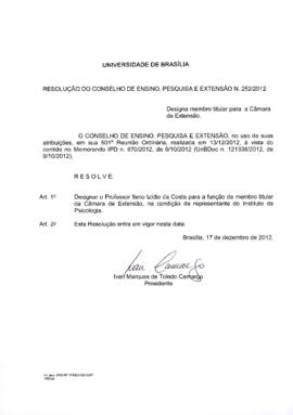 Resolução do Conselho de Ensino, Pesquisa e Extensão nº 0252/2012