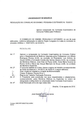 Resolução do Conselho de Ensino, Pesquisa e Extensão nº 0153/2010