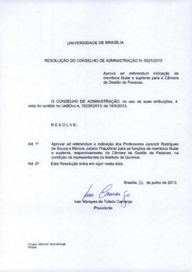 Resolução do Conselho de Administração nº 0021/2013