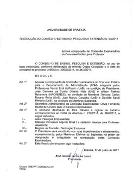 Resolução do Conselho de Ensino, Pesquisa e Extensão nº 0094/2011