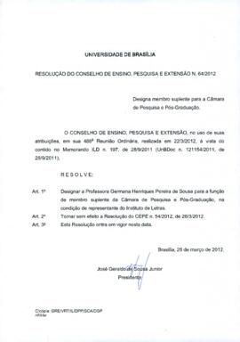 Resolução do Conselho de Ensino, Pesquisa e Extensão nº 0064/2012