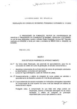 Resolução do Conselho de Ensino, Pesquisa e Extensão nº 0111/2002
