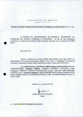 Resolução do Conselho de Ensino, Pesquisa e Extensão nº 0063/1997