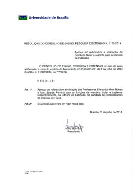 Resolução do Conselho de Ensino, Pesquisa e Extensão nº 0152/2014