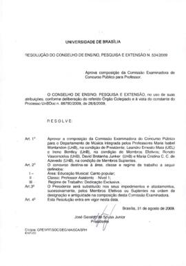 Resolução do Conselho de Ensino, Pesquisa e Extensão nº 0534/2009