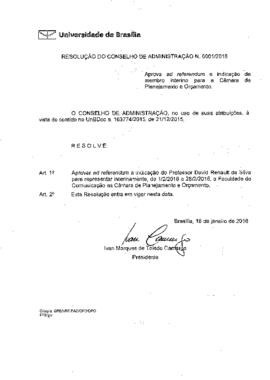 Resolução do Conselho de Administração nº 0001/2016