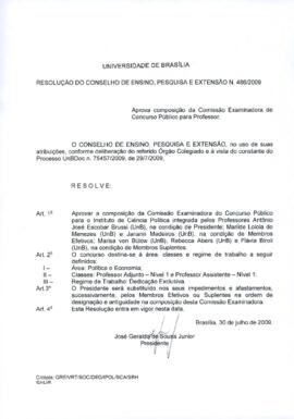 Resolução do Conselho de Ensino, Pesquisa e Extensão nº 0486/2009