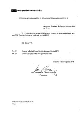 Resolução do Conselho de Administração nº 0003/2015