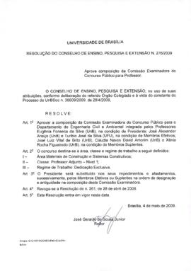 Resolução do Conselho de Ensino, Pesquisa e Extensão nº 0276/2009