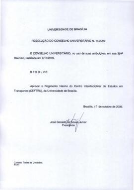 Resolução do Conselho Universitário nº 0014/2009