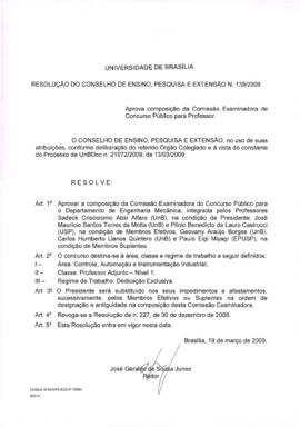 Resolução do Conselho de Ensino, Pesquisa e Extensão nº 0139/2009