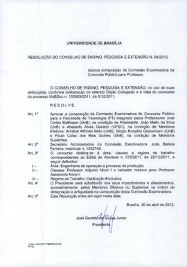 Resolução do Conselho de Ensino, Pesquisa e Extensão nº 0094/2012