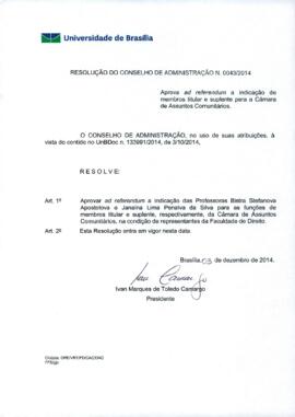 Resolução do Conselho de Administração nº 0043/2014