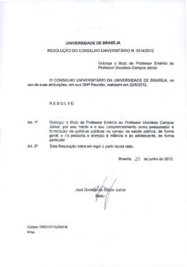 Resolução do Conselho Universitário nº 0014/2012