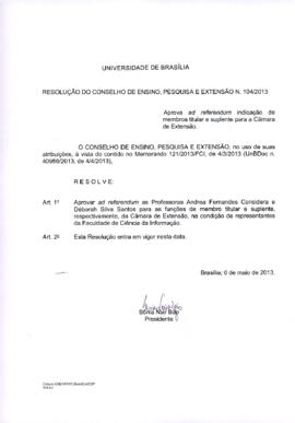 Resolução do Conselho de Ensino, Pesquisa e Extensão nº 0104/2013