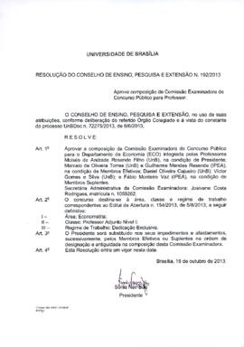 Resolução do Conselho de Ensino, Pesquisa e Extensão nº 0192/2013