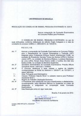 Resolução do Conselho de Ensino, Pesquisa e Extensão nº 0003/2012