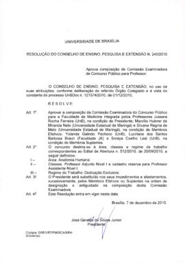 Resolução do Conselho de Ensino, Pesquisa e Extensão Nº 0240/2010