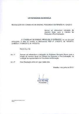 Resolução do Conselho de Ensino, Pesquisa e Extensão nº 0124/2013