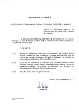 Resolução do Conselho de Ensino, Pesquisa e Extensão nº 0203/2013