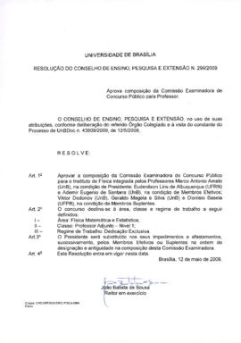 Resolução do Conselho de Ensino, Pesquisa e Extensão nº 0299/2009