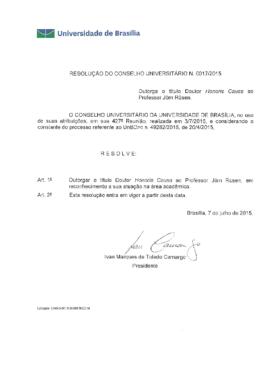 Resolução do Conselho Universitário nº 0017/2015