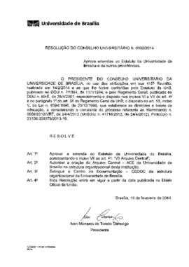 Resolução do Conselho Universitário nº 0002/2014