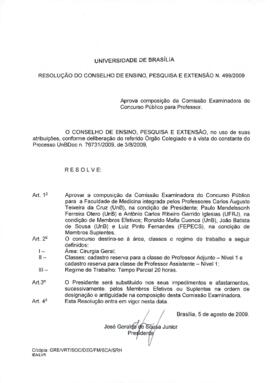 Resolução do Conselho de Ensino, Pesquisa e Extensão nº 0499/2009