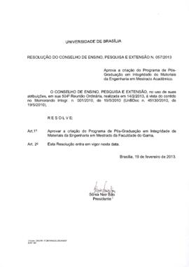 Resolução do Conselho de Ensino, Pesquisa e Extensão nº 0057/2013