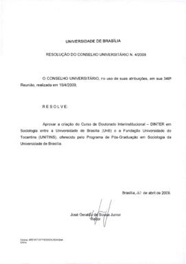 Resolução do Conselho Universitário nº 0004/2009