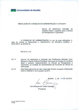 Resolução do Conselho de Administração nº 0014/2014