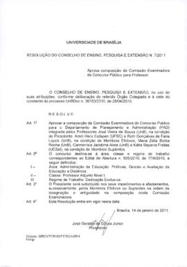 Resolução do Conselho de Ensino, Pesquisa e Extensão Nº 0007/2011