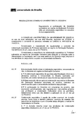 Resolução do Conselho Universitário nº 0020/2014