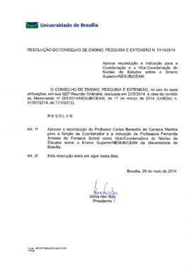 Resolução do Conselho de Ensino, Pesquisa e Extensão nº 0110/2014
