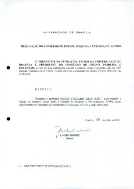 Resolução do Conselho de Ensino, Pesquisa e Extensão nº 0030/2001