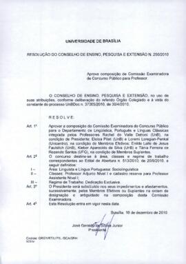 Resolução do Conselho de Ensino, Pesquisa e Extensão Nº 0250/2010