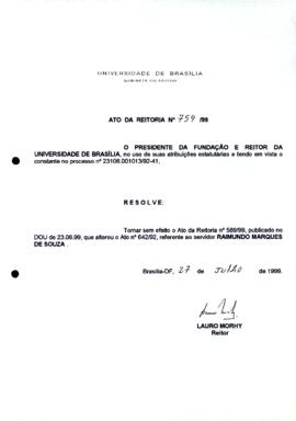 Ato da Reitoria nº 0759/1999
