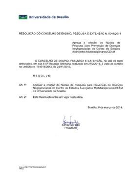 Resolução do Conselho de Ensino, Pesquisa e Extensão nº 0046/2014
