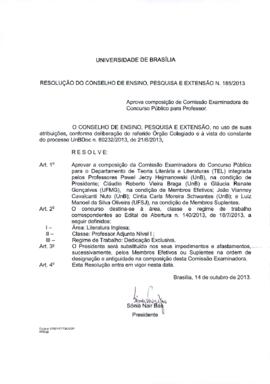 Resolução do Conselho de Ensino, Pesquisa e Extensão nº 0185/2013